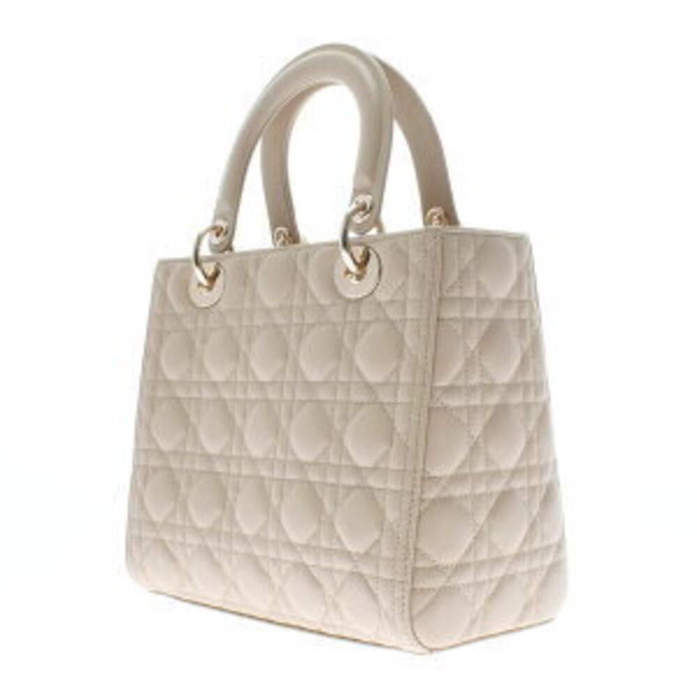 Christian Dior Lady Handbag Taupe Cream Beige Lambskin - Picture 2 of 9